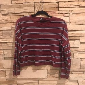 Volcom Striped Long Sleeve Crop Top